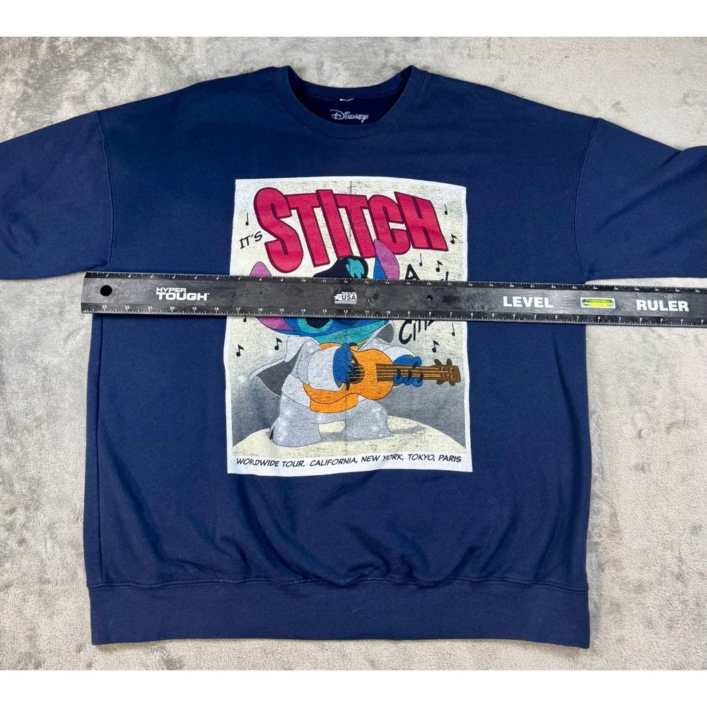 Disney Lilo & Stitch Elvis Model Citizen Graphic Sweatshirt Navy Large RN117508 - Picture 6 of 11